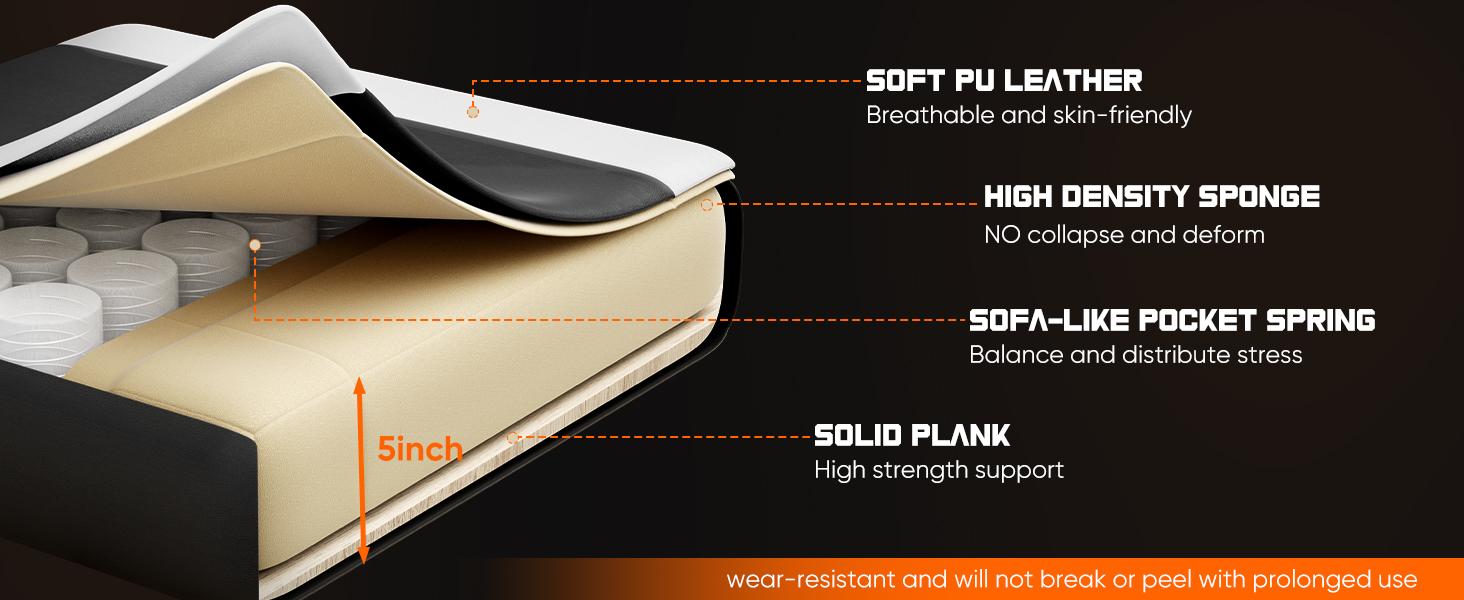 Height-Adjustable Gaming Chair with Footrest, 360° Swivel Seat, Headrest for Office or Gaming Use