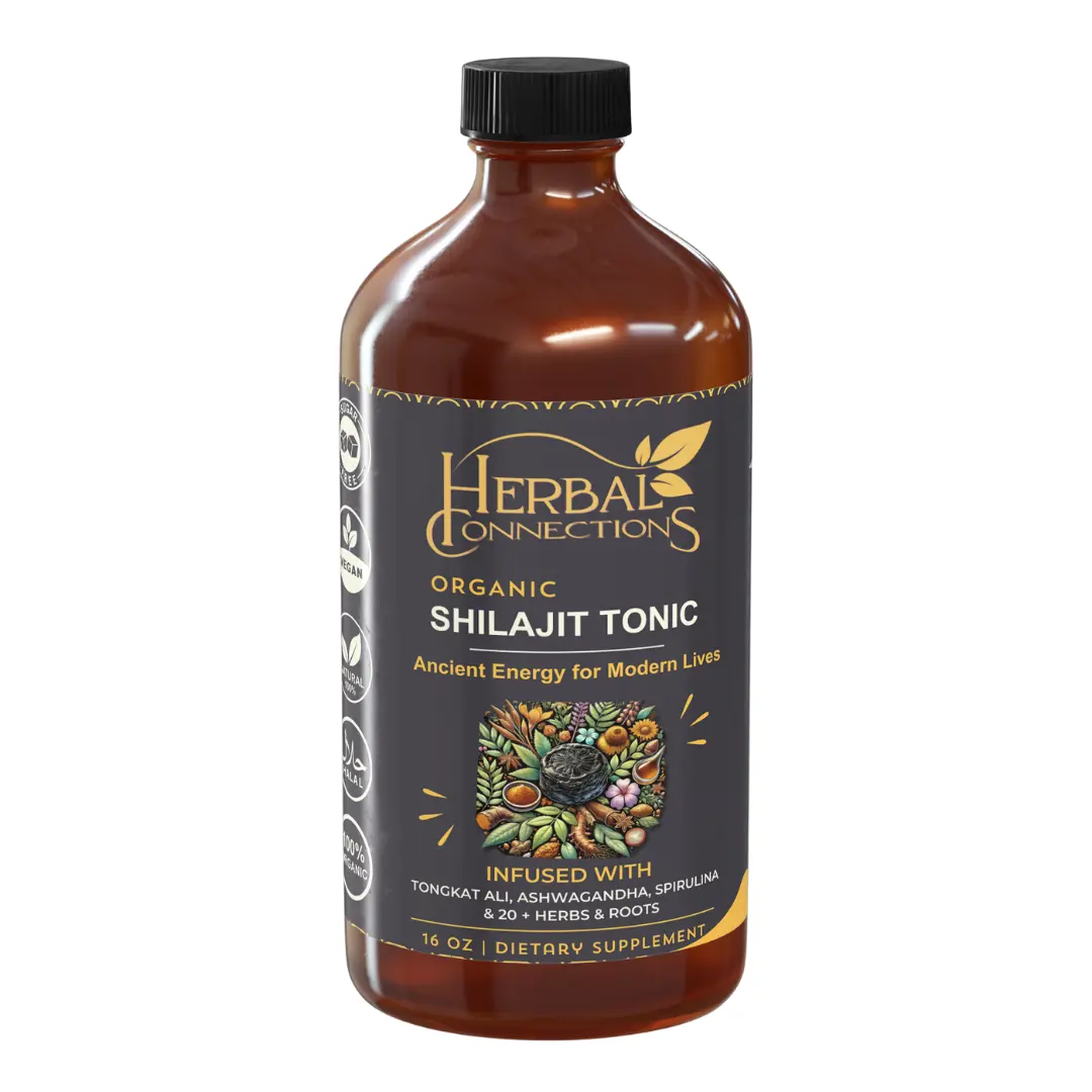 Organic Shilajit Tonic  – 32 Servings – 20 Herb Formula with Shilajit, Ashwagandha  & Spirulina | Energy Support, Vitality & Focus Healthcare Natural