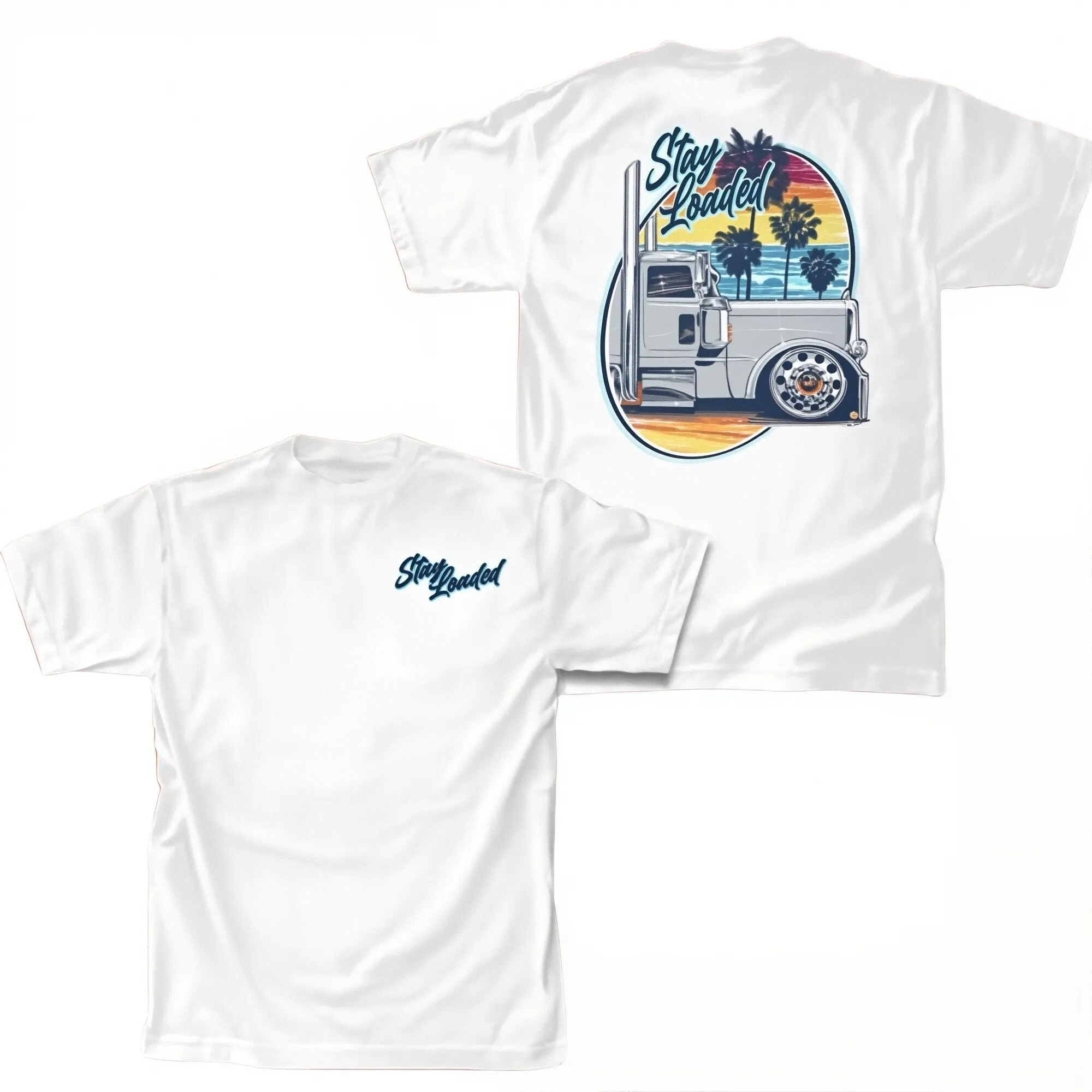 Men's Classic Graphic Tshirt with a Tropical Sunset & Lowrider Print, 100% Cotton Cali Streetwear, Soft Breathable Beach Tee, Graphic T Shirts, Beach‑Ready Tee