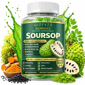 Soursop Gummies 20-in-1 Herbal Complex | Sea Moss, Moringa, Turmeric, Black Seed Oil, Oregano & Ashwagandha | Immune Support & Daily Wellness | Vegan, Non-GMO | 60 Capsules