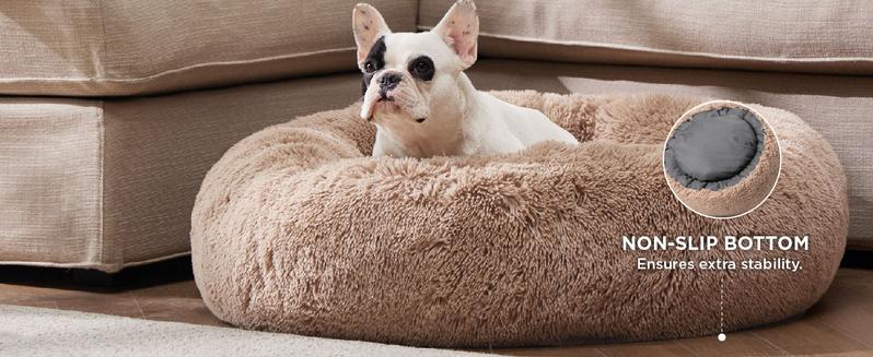 Bedsure Calming Donut Dog Bed for Dogs-Ultra Soft Plush Faux Fur Cozy Pet Bed with Non Slip Bottom & Machine Washable Cover Pad, Valentine’s Day Choice