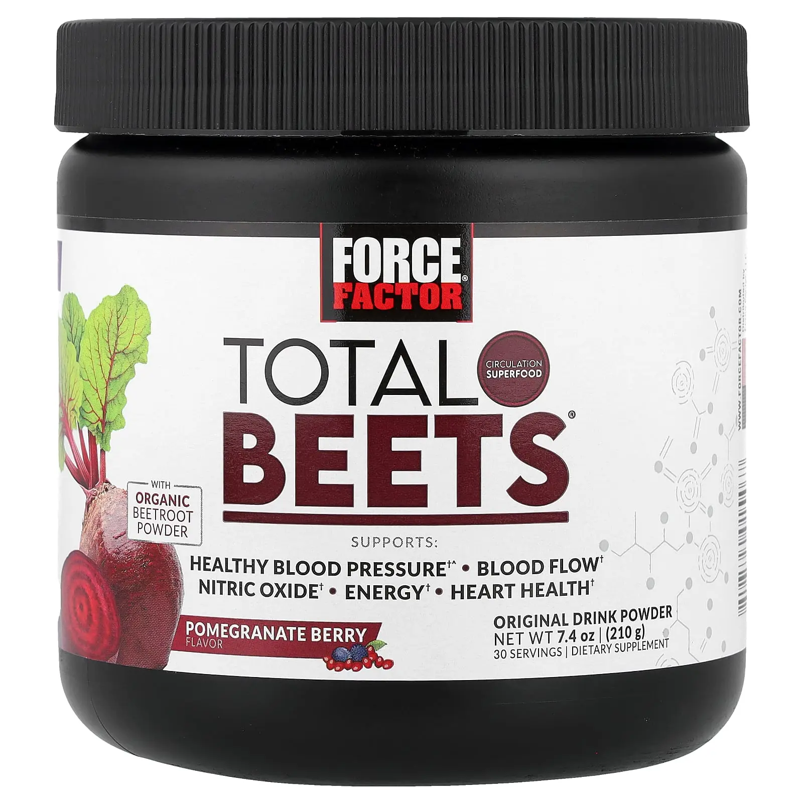 Force Factor Total Beets®, Original Drink Powder, Pomegranate Berry, 7.4 oz (210 g)