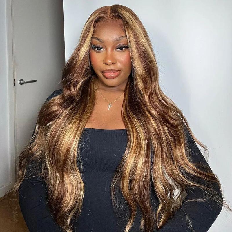 P4/27 Body Wave Bundles Human Hair Ombre Brown Highlight Human Hair Bundles for Sew In Colored Quick Weave HairStyles