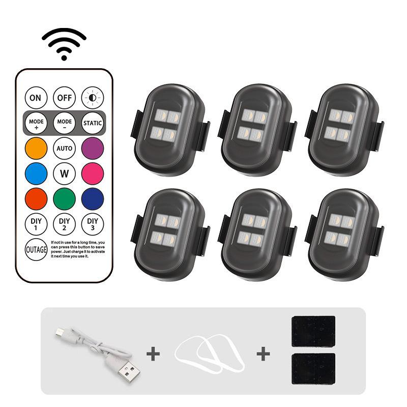 Wireless LED Strobe Light, USB Charging, IP65, Electric Vehicle Flash Aircraft Light, 7-Color Car Warning Light, Induction Universal Wireless Remote Control, Suitable for Cars, Motorcycles & UAVs
