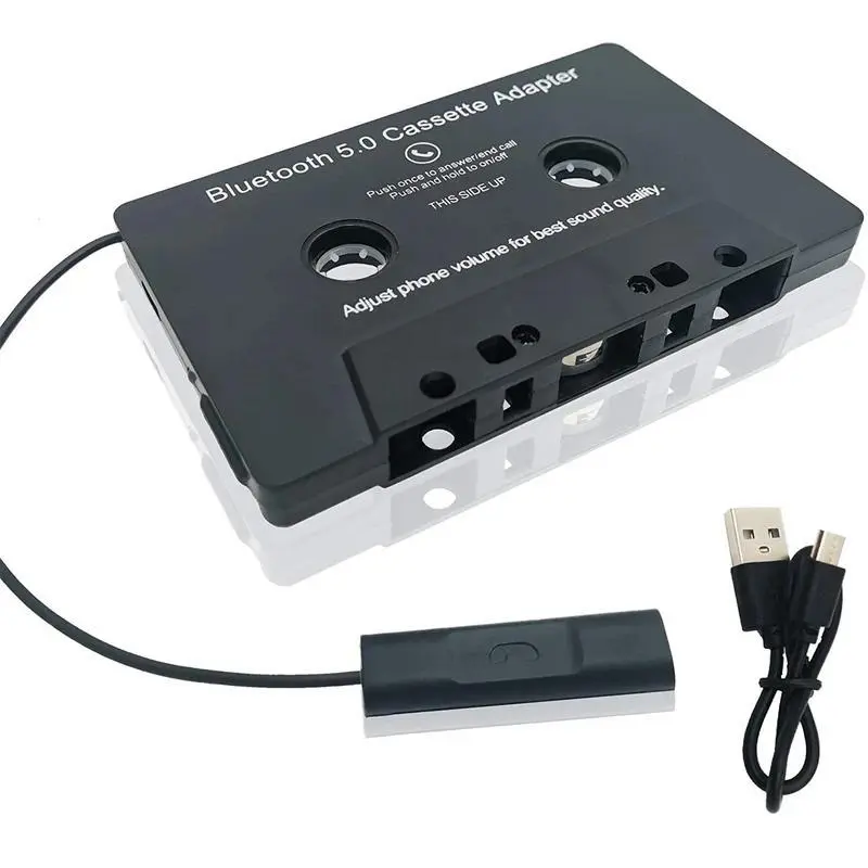Bluetooth 5.0 Wireless Cassette Adapter - Rechargeable Battery-Powered Cordless Car Radio Player, Plug-and-Play Handsfree MP3 Stereo Audio Device with Phonebook Support for iPhone (TikTok Viral Pick)
