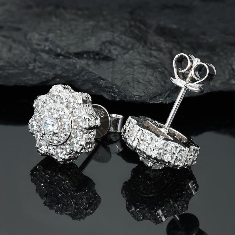 【#E534】UCCIYO Synthetic Moissanite Earrings For Women 925 Sterling Silver Stud Earring Men Hip Hop Jewelry Couple Gift