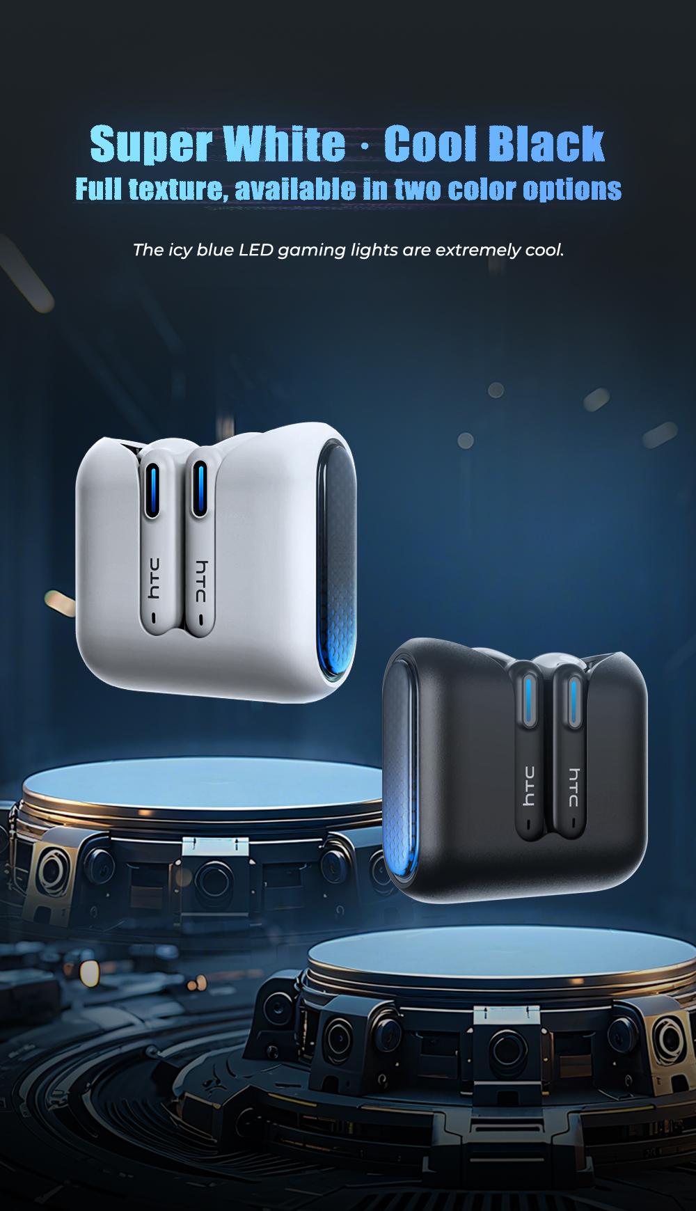 HTC NE49-ai translation headset Bluetooth headset (6.0), charging box, IPX5 waterproof, 35 hours of charging box life, built-in microphone.