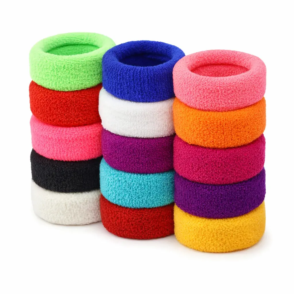 Unisex 12-Pack Wide Cotton Plush Terry Elastic Hair Accessories Set, Soft Stretch Holders, Mixed Colors, Gentle Reliable Hold for Casual Everyday Ponytails, Elastic Hair Accessory