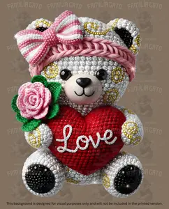 Valentine's Day - Rhinestone Teddy Bear with Head Bow #3 DTF Transfer