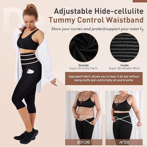 FeelinGirl Capri Leggings with Pockets for Women  Corset  Tummy Control Athletic Pants Casual Comfort Shapewear Sporty Womenswear