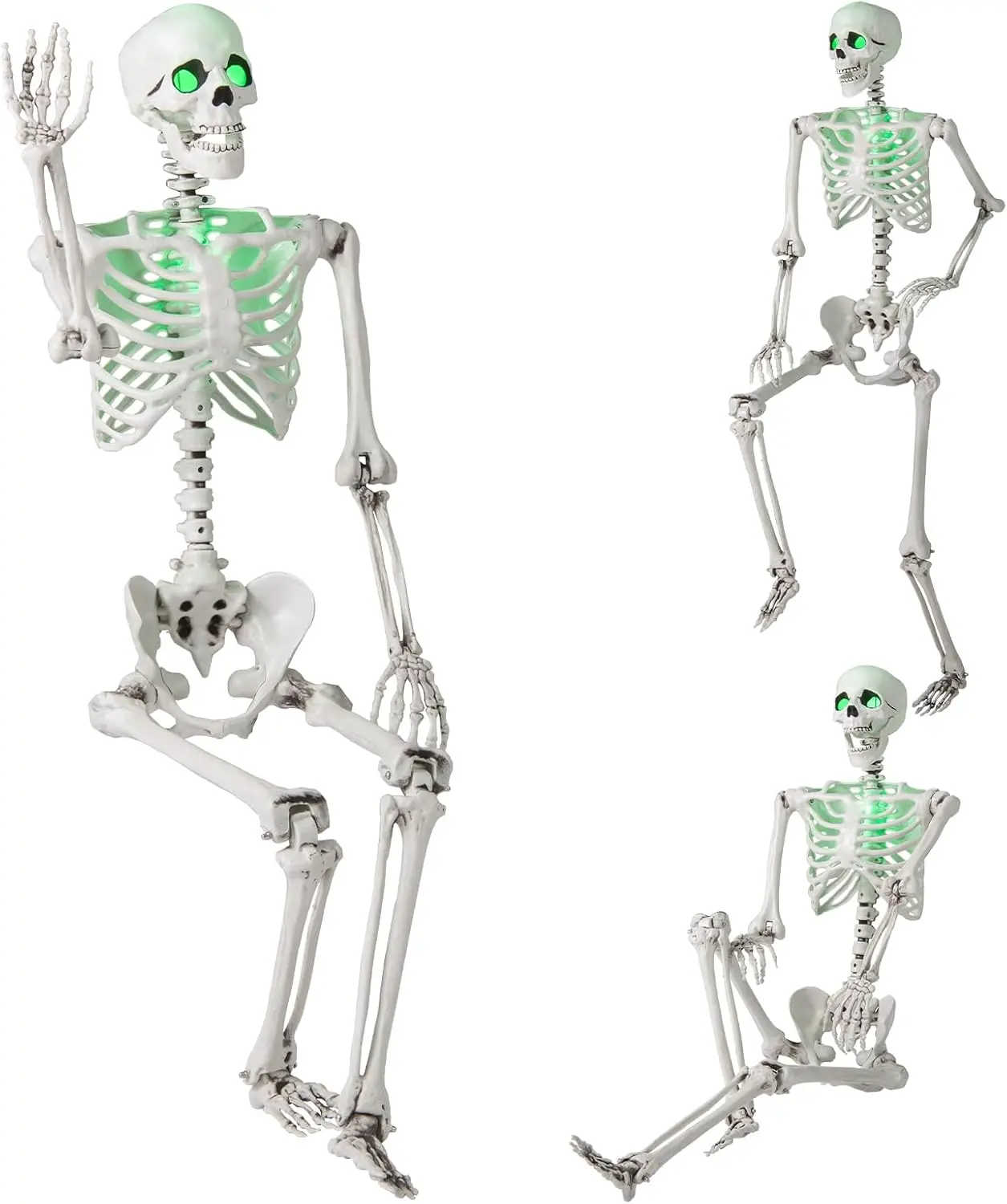 COSTWAY 5.1-5.4FT Halloween Life Size Skeleton, Realistic Full Body Plastic Skeleton with Movable Joints, Hanging Artificial Posable Human Bones for Graveyard, Haunted House, Indoor, Outdoor Decorations