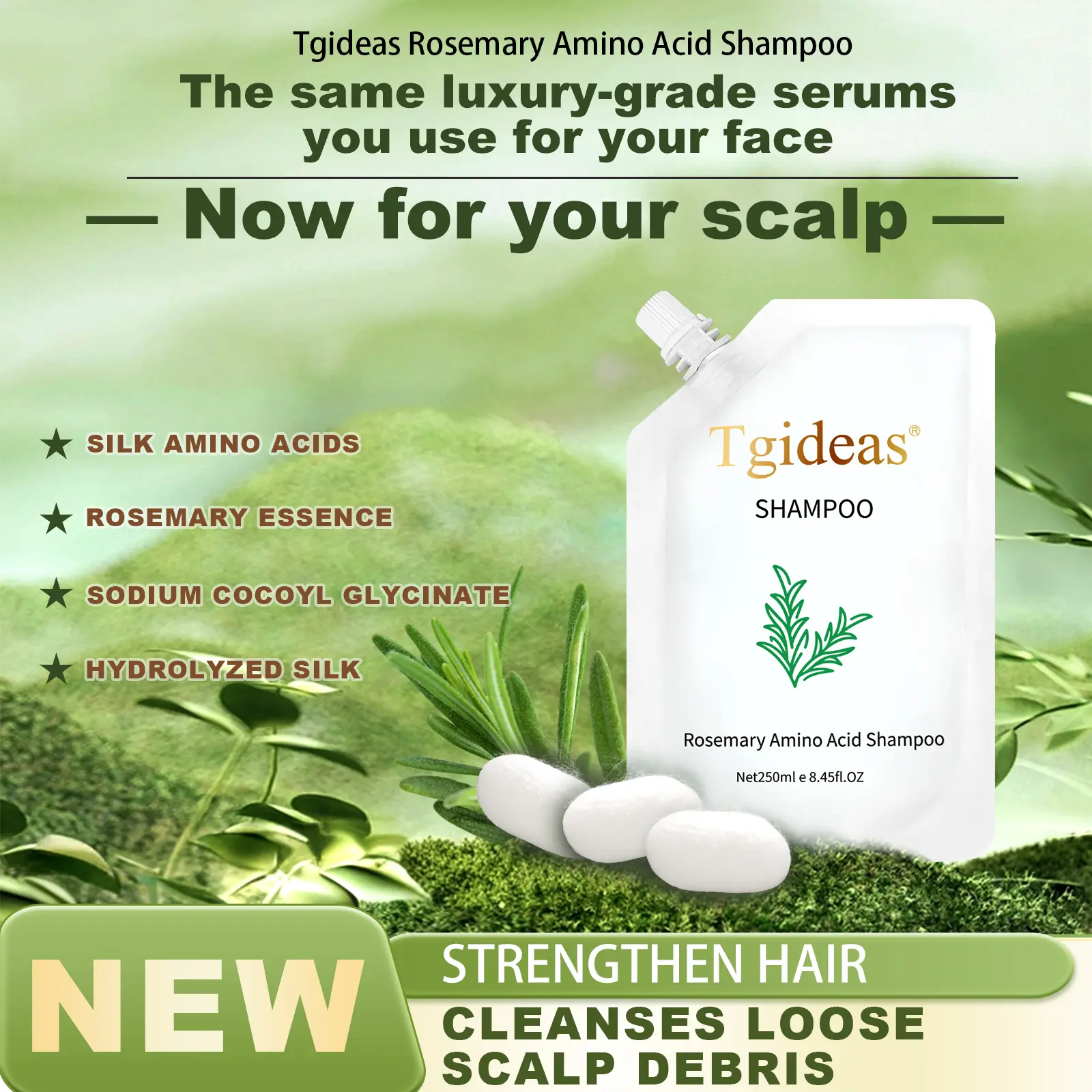 Buy 1 Get 1 Free(Same Model) Tgideas Anti-Hair Fall Hair Loss Treatment Shampoo Oil Control Anti Dandruff Haircare Rosemary Zinc PCA Help Hair Growth Amino r Reduce Hair Loss Scalp Cleanser Conditioner 250ML #SummerWins #DealsForYouDays,back to school