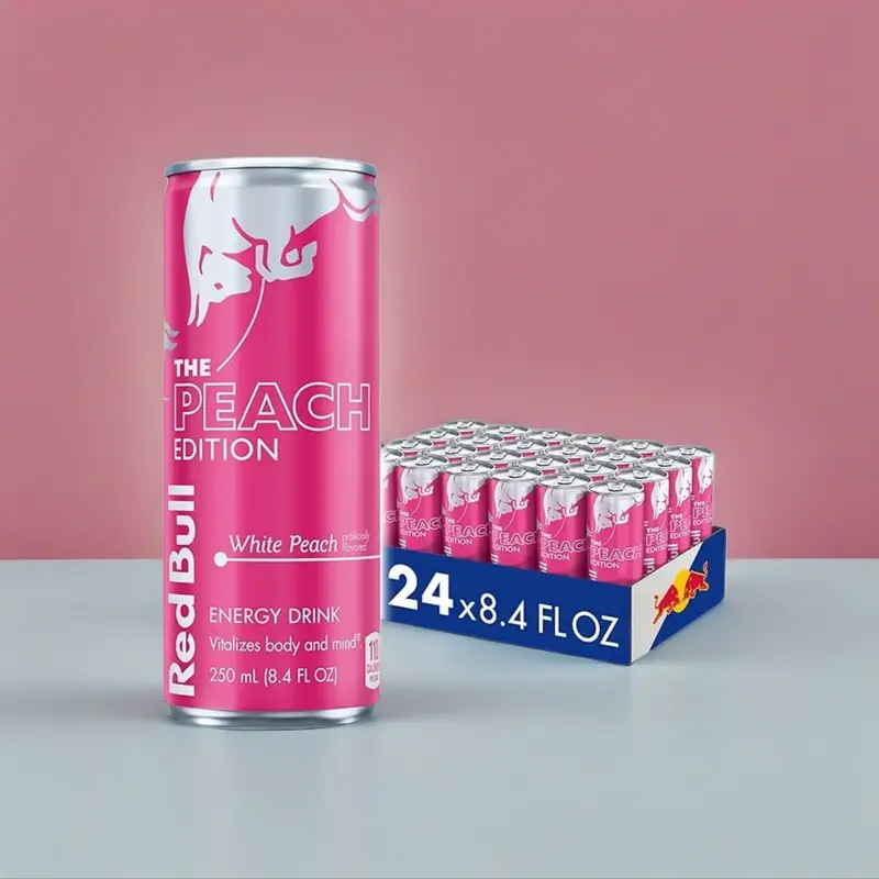Red Bull Summer Edition White Peach Energy Drink 8.4 fl oz, Choose Your Pack 1–24 Cans | Refreshing Peach Flavor