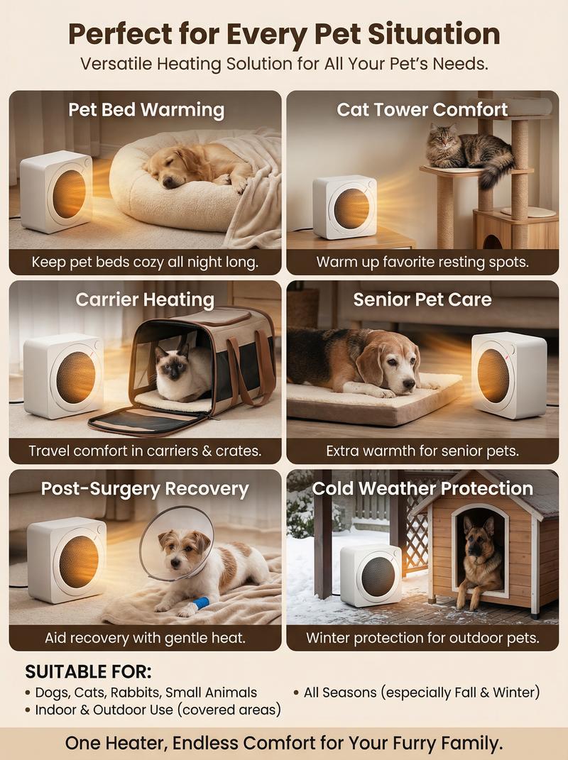 GAIATOP Space Heater for Office Desk & Pets, 500W Mini PTC Ceramic Heater for Bedroom, Cat & Dog House, 30dB Whisper Quiet, Tip-Over Protection, Pet-Safe Portable Heater for Cold Hands, Feet & Crates Adjustable Heating Home Appliances