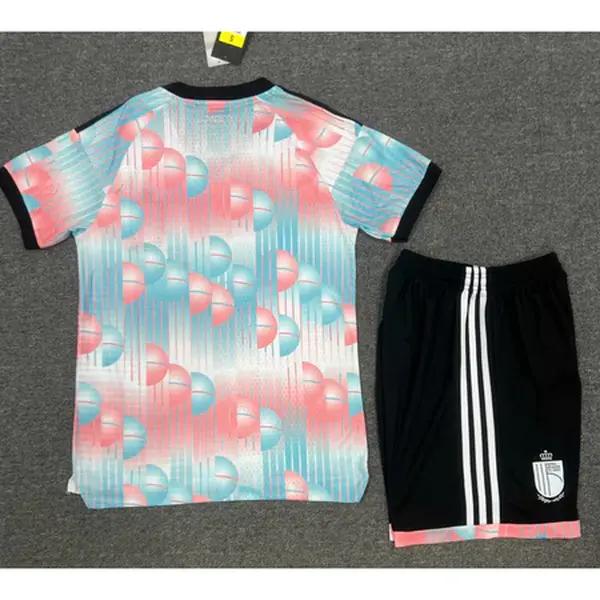 Pastel Pink Blue Geometric Pattern Football Jersey Set Short Sleeve Sportswear