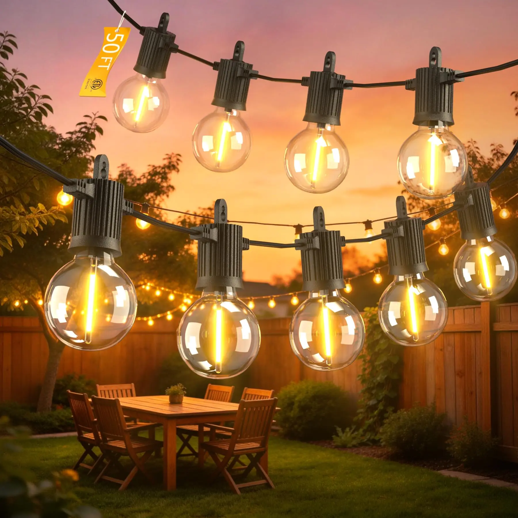 BEATINEON Outdoor String Lights,Led Patio Globe Lights with Plastic Bulbs,Waterproof,Shatterproof,G40 Outdoor String Lights,Connectable Hanging for Backyard, Bistro, Porch, Deck, Balcony,Tent (50/100/150FT)