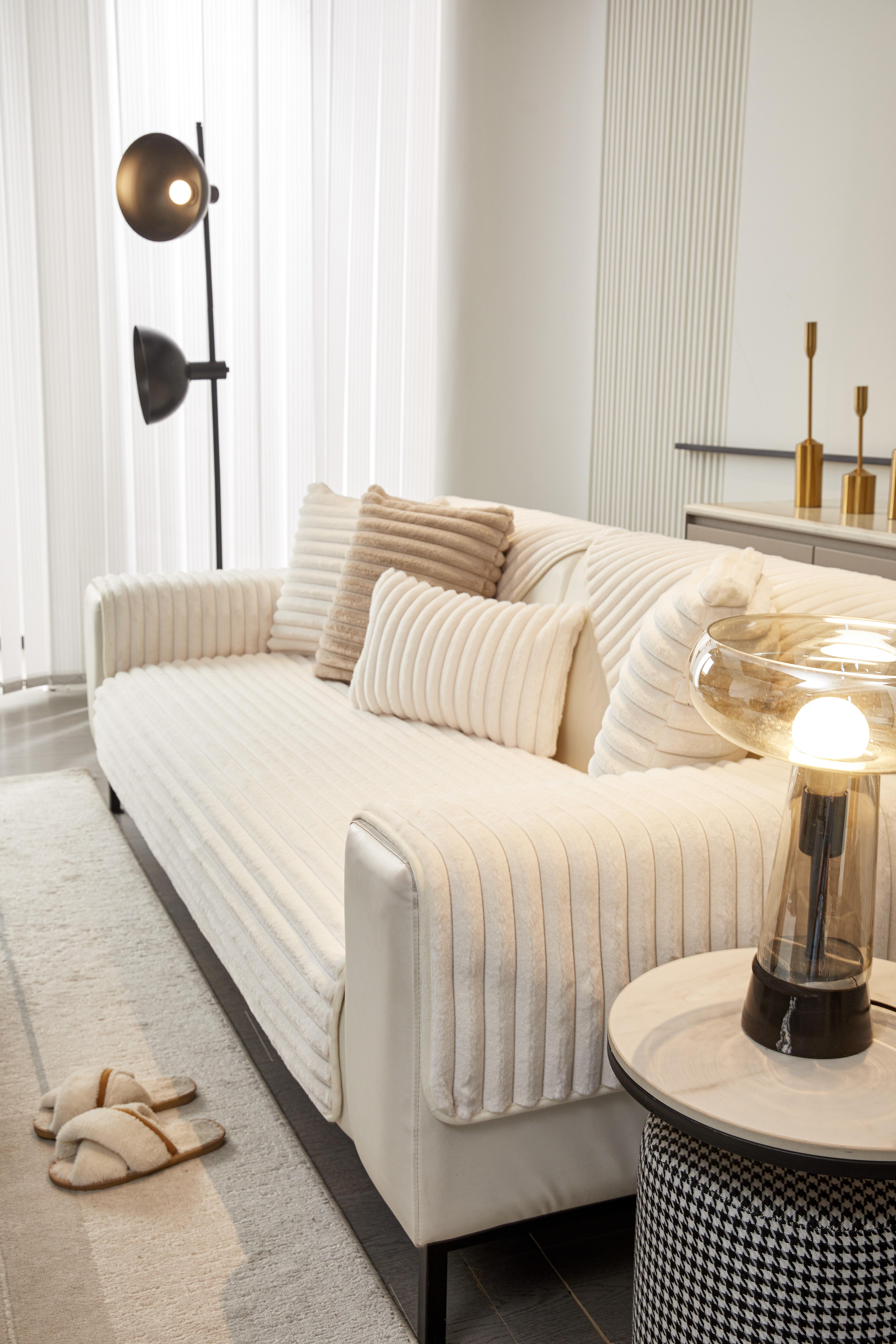 【SlumberHome】Pure Color Sofa Cover, Anti-Slip Sofa Protector, Soft Comfortable Sofa Pillow Case, Decorative Room Accessory for Living Room, Reusable Home Furniture Protection Durable Cushions couch cover for sofa