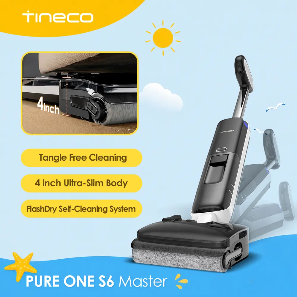 TINECO Floor One S6 Master Cordless Wet Dry Vacuum Cleaner, 20kPa Suction Vacuum Mop with Dual-Edge Cleaning, 45 Min Quiet Mode Runtime, 185°F Flashdry, 4-Inch Ultra-Slim Design, Cordless Vacuum,back to school,back to school haul