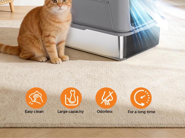 COMHOMA Stainless Steel Cat Litter Box | Extra Large 100L Enclosed Litter Box with Smart Odor Control, Auto Pause Sensor, 180° Flip Lid for Easy Cleaning, Anti-Leak High Walls, Step Mat & Scoop | Ideal for Multiple Cats