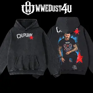 WWEDust4U CM Punk Return Hoodie Oversized Pre-washed 100% Cotton Limited Edition US-made for Streetwear Lovers Classic Fit Premium Fabric Menswear