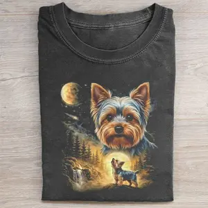 Comfort Colors Yorkie Howling to the Moon Tshirt, Vintage 90s Dog Graphic Tee, Unisex Fit Gift, Gift for Dog Lover