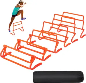 6-Pack Agility Hurdles,4 Height Adjustable Speed Training Hurdles,Portable Speed Training Equipment with Carry Bag, Orange