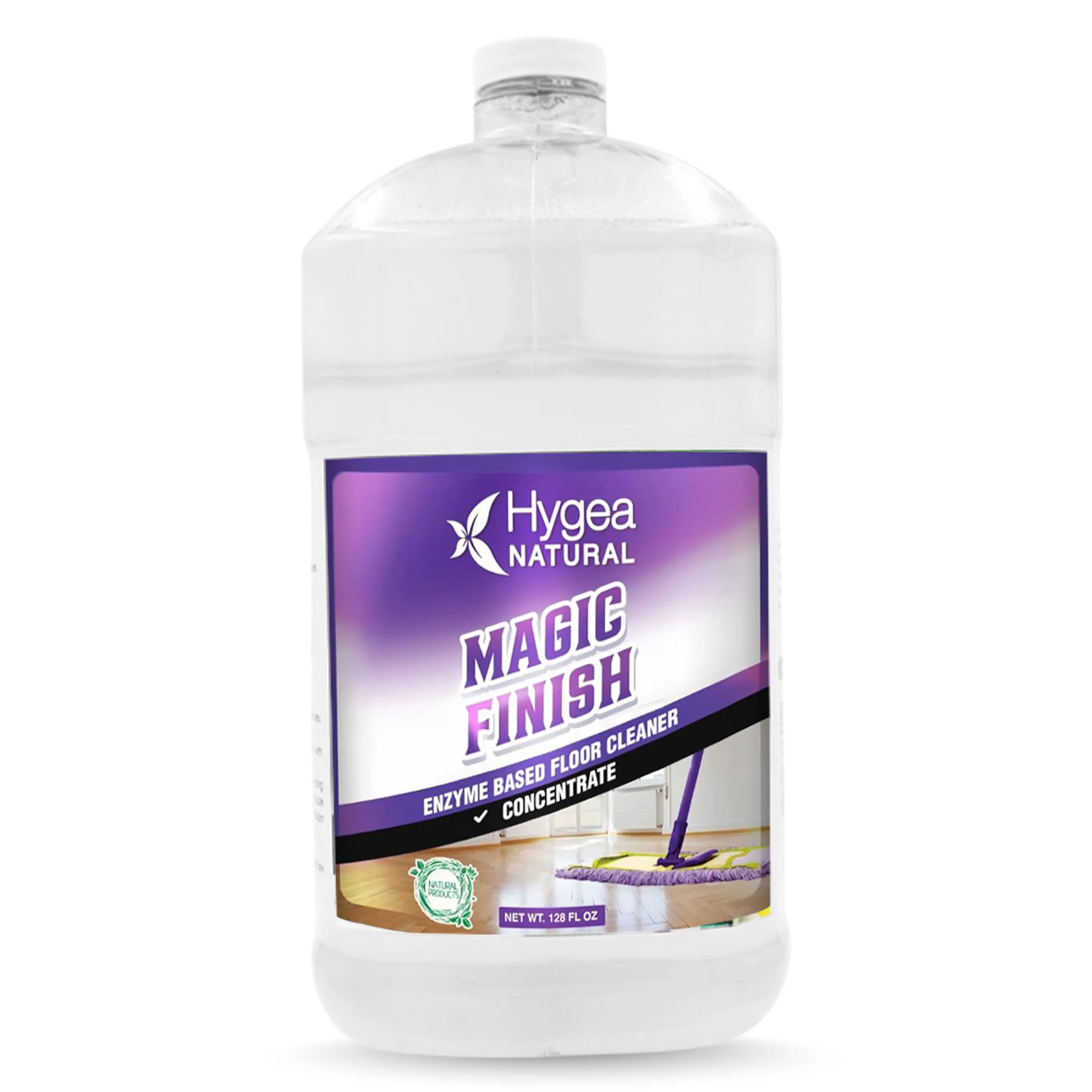 Hygea Natural Magic Finish Enzyme Based No Rinse Industrial Floor Cleaner Concentrate 128 FL OZ Eco Friendly & Non Toxic for Tile Grout Linoleum & Varnished Wood - Cleaning