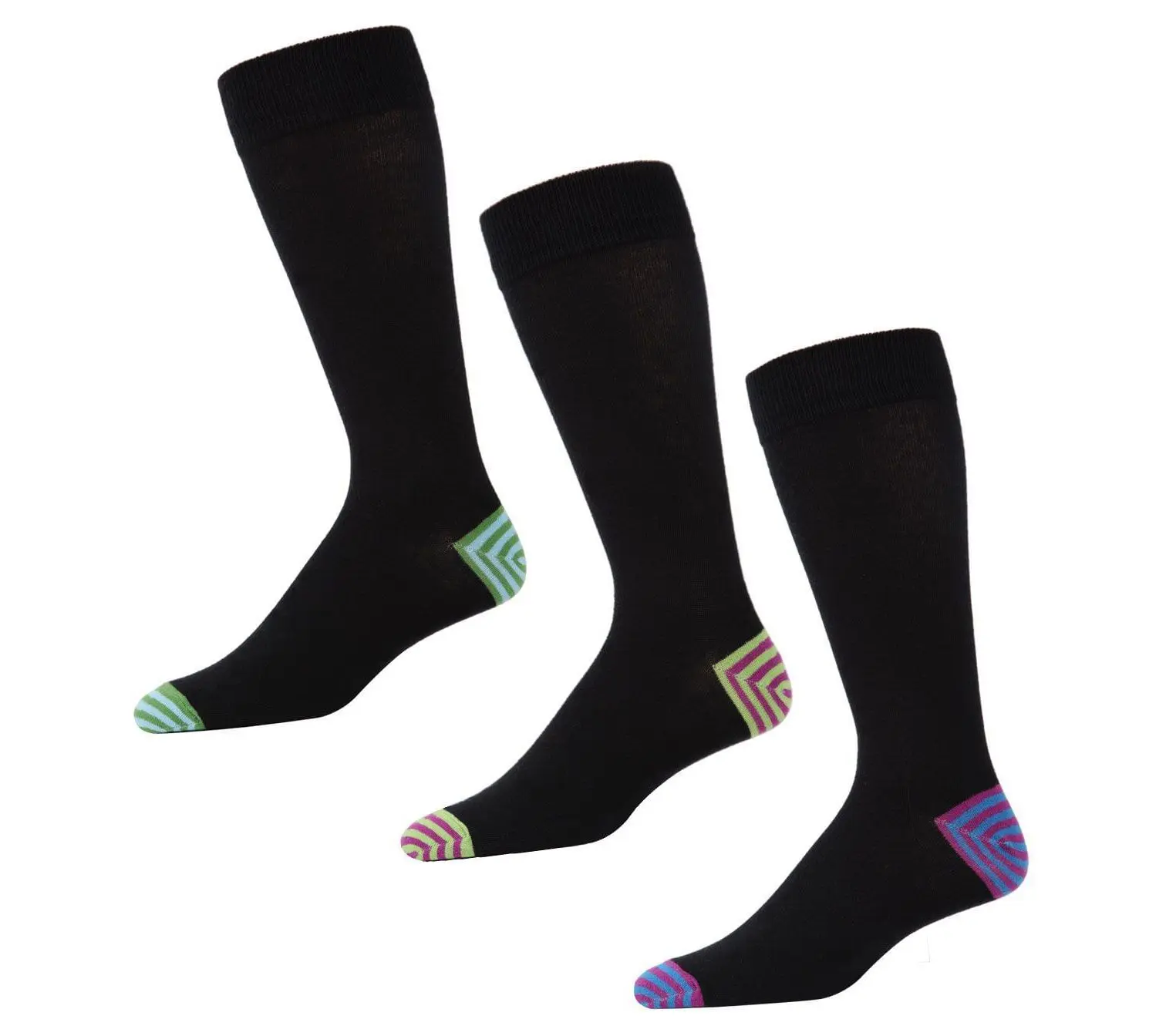 Memoi Men's Alternating V Crew Sock - 3 Pack