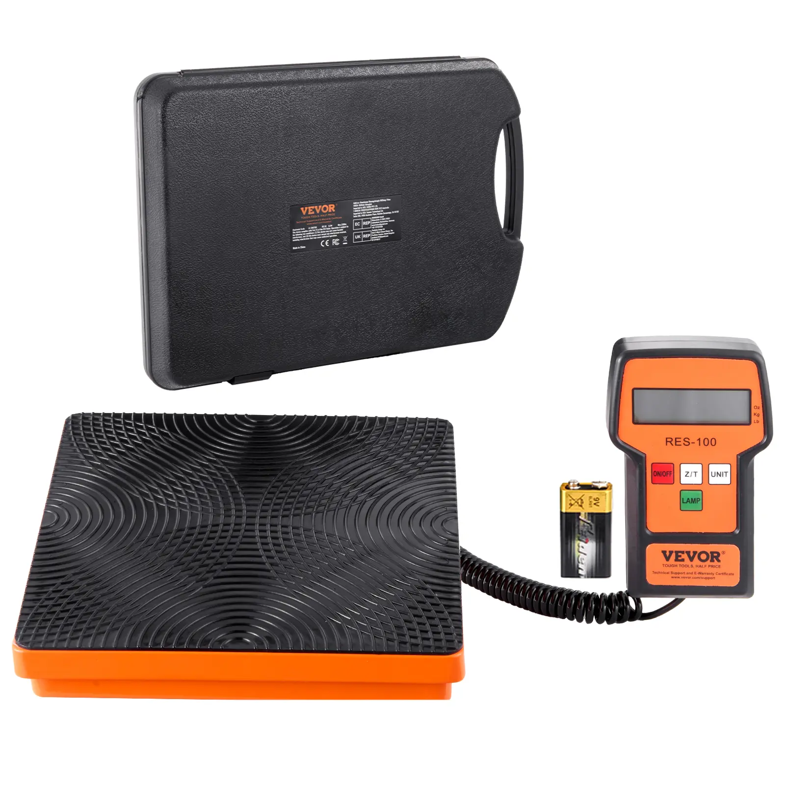 VEVOR Industrial Plastic Balance Scale, 110/220 lbs HVAC Freon Charging Recovery Tool, Wired Remote Control, 2g High-Precision Sensor Electronic Digital Weight Tracker, Portable Case & Dry Batteries Included, Hardware