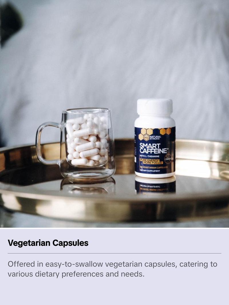 Smart Caffeine Supplement with L-Theanine and Caffeine for Focus and Energy - 60 Vegetarian Capsules