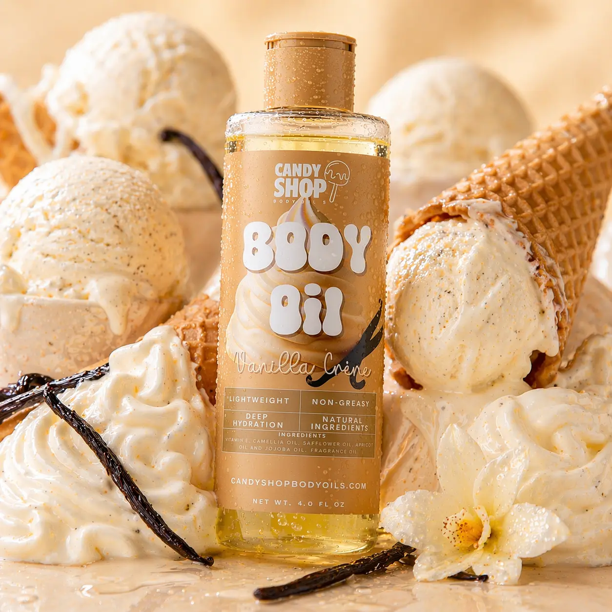 Vanilla Cream Body Oil, Fragranced Vanilla-Infused Moisturizer for Smooth Skin, Beauty & Personal Care Essential