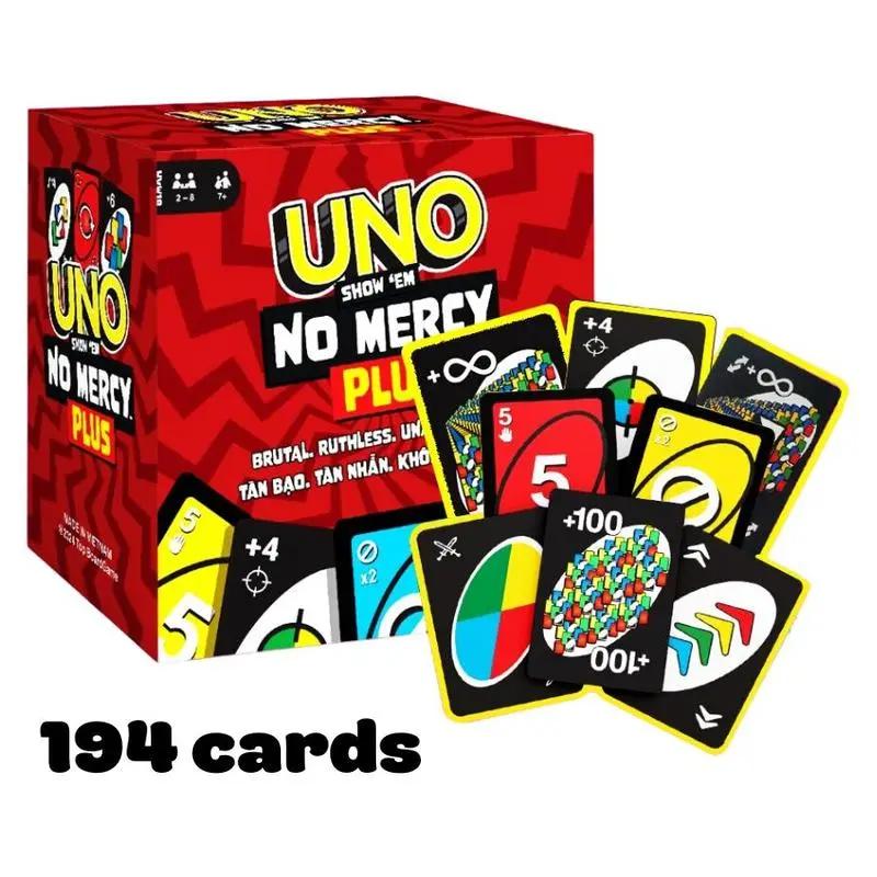 Mattel UNO No Mercy Plus Option 210 Cards – 2026 Viral Strategy Game. Lightweight Travel Pack with Harsher Penalties. Funny Multiplayer Card Game for Family & Friends