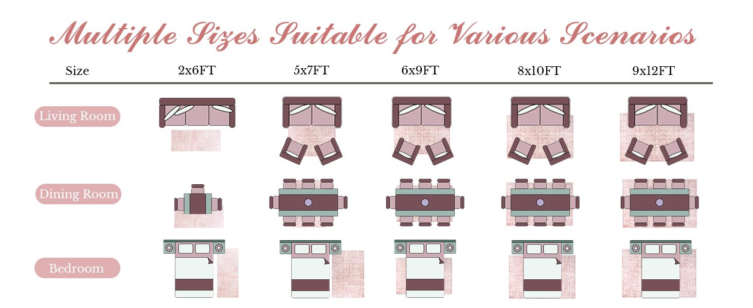 Washable Vintage floral Area Rugs for Living Room, Neutral Boho Printed Floral Extra Large Area Rug,Soft Indoor Low Pile Non Slip Rug for Kitchen Laundry Room Playroom Home Decor Aesthetic,Pink