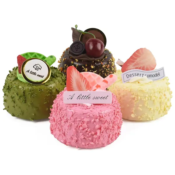 Artificial Cake Dessert 4PCS Fake Cupcake Model Simulated Dessert for Display Faux Cake Decor Artificial Food Photography Prop for Home Kitchen Party Decoration