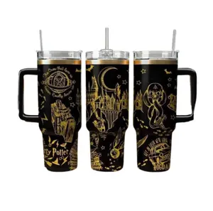 1PC 40oz, Aesthetic Potterrr Tumbler, Double Wall Vacuum Insulated Coffee Tumbler with Lid, Magical Gift Ideas for Wizard Fans and Book Lovers  | 040326.C00163.ID03