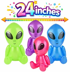 4 TOTAL 🛸 24" Assorted Colors Galactic Alien Inflatable Party Pool Blow Ups 👽
