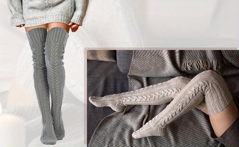 Women's Thickened Fleece Socks - Extra-Long Thigh-High Winter Non-Slip Soft Acrylic Warm Socks, Perfect for Over-the-Knee Boots, Pants, and Dresses - Cold-Resistant, Elegant, Versatile Fashion Accessory with Ribbed Design