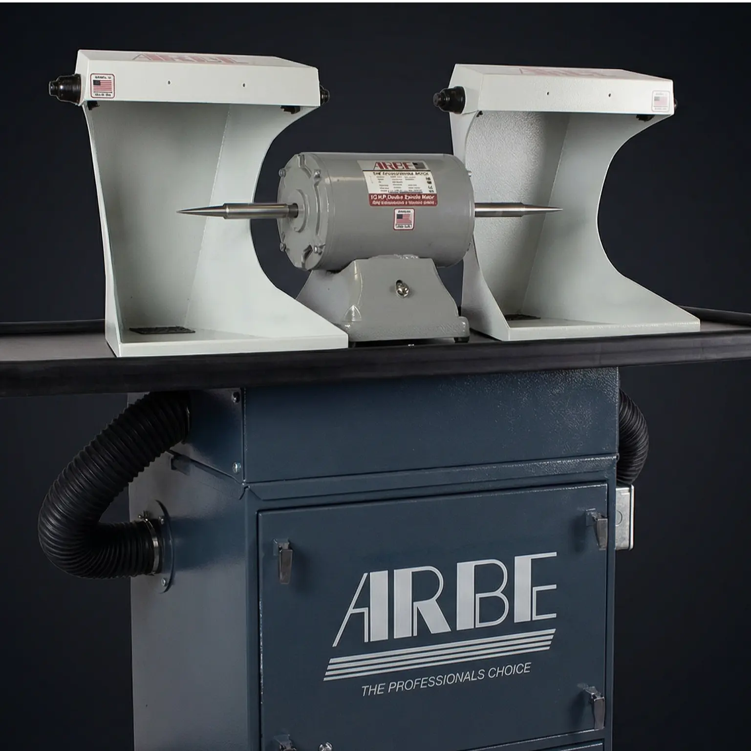 Stand Up Floor Model Polishing System w/ 1 H.P Dust Collector, 1/2H.P. Double Spindle Polishing Motor and 2 Hoods