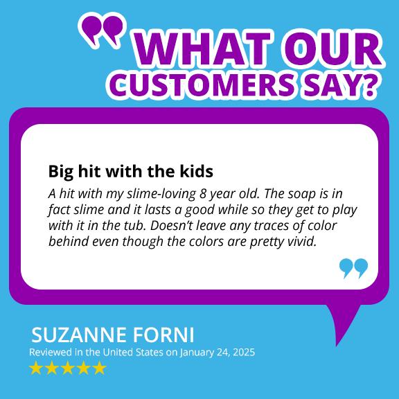 Tub Works Super Goo Bath Slime for Kids - 6-Pack Stretchy Squishy Fruity Scented Non-Toxic Paraben-Free Sensory Soap for Toddlers Ages 3+ - Mess-Free Moisturizing Lather in Colorful Jars