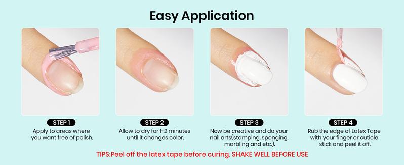 beetles Liquid Latex for Nails 30ml Latex Liquid Nail Peel off Cuticle Guard for Nail Polish with Plastic Nail Care Stick White Pink Liquid Latex Barrier Protector