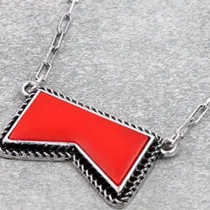 Western Red Geometric Necklace