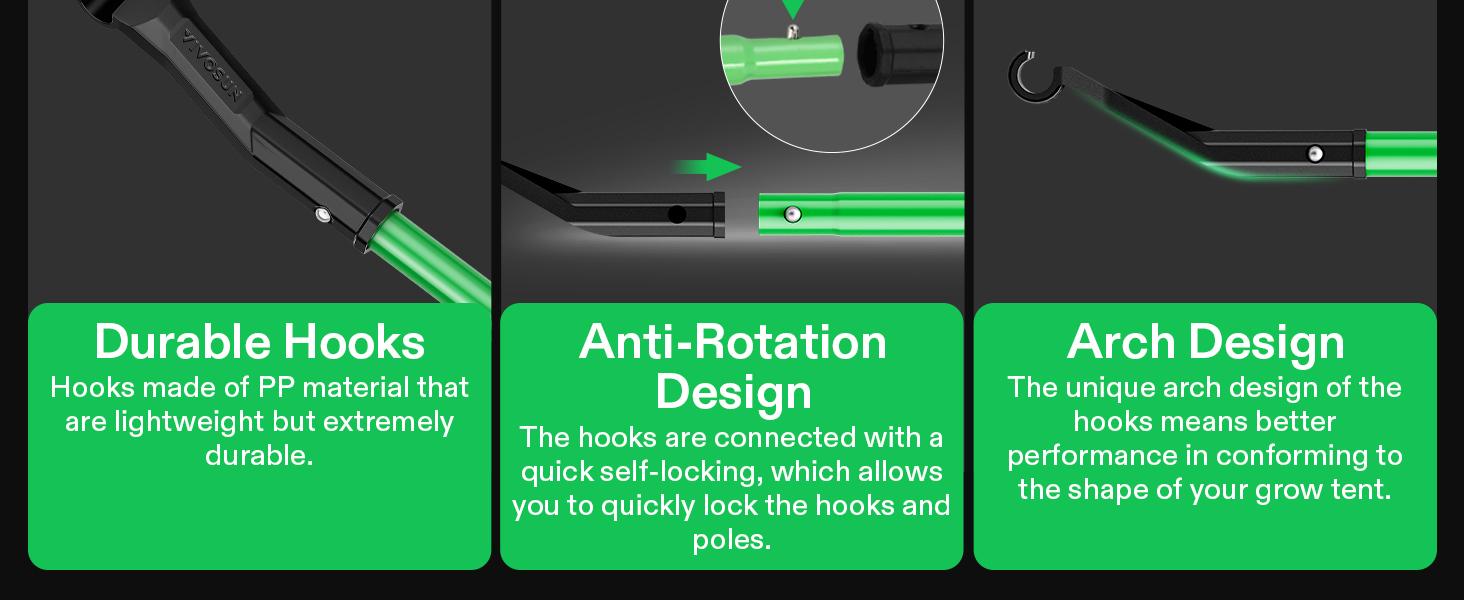 VIVOSUN Grow Tent High CFM Kit, Green Pole Range of 24"-48", Suitable for 2'x2', 3'x3', 4'x2' and 4'x4'Grow Tent, 4-Pack
