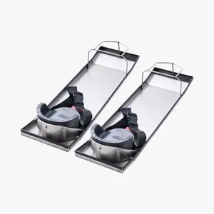 VEVOR Concrete Knee Boards Stainless Steel,  , 28'' x 8'' Concrete Sliders, 2 Pairs Concrete Knee Pads Moving Sliders, with Knee Pads & Board Straps for Cement and Concrete Finishing