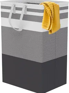 Collapsible Laundry Basket, 75L Large Capacity Non-Woven Storage Bin, Waterproof Freestanding & Height-Adjustable Laundry Hamper with Extended Handles, Gradient Color Oversized Container for Clothes Toy Home Dorm Organization