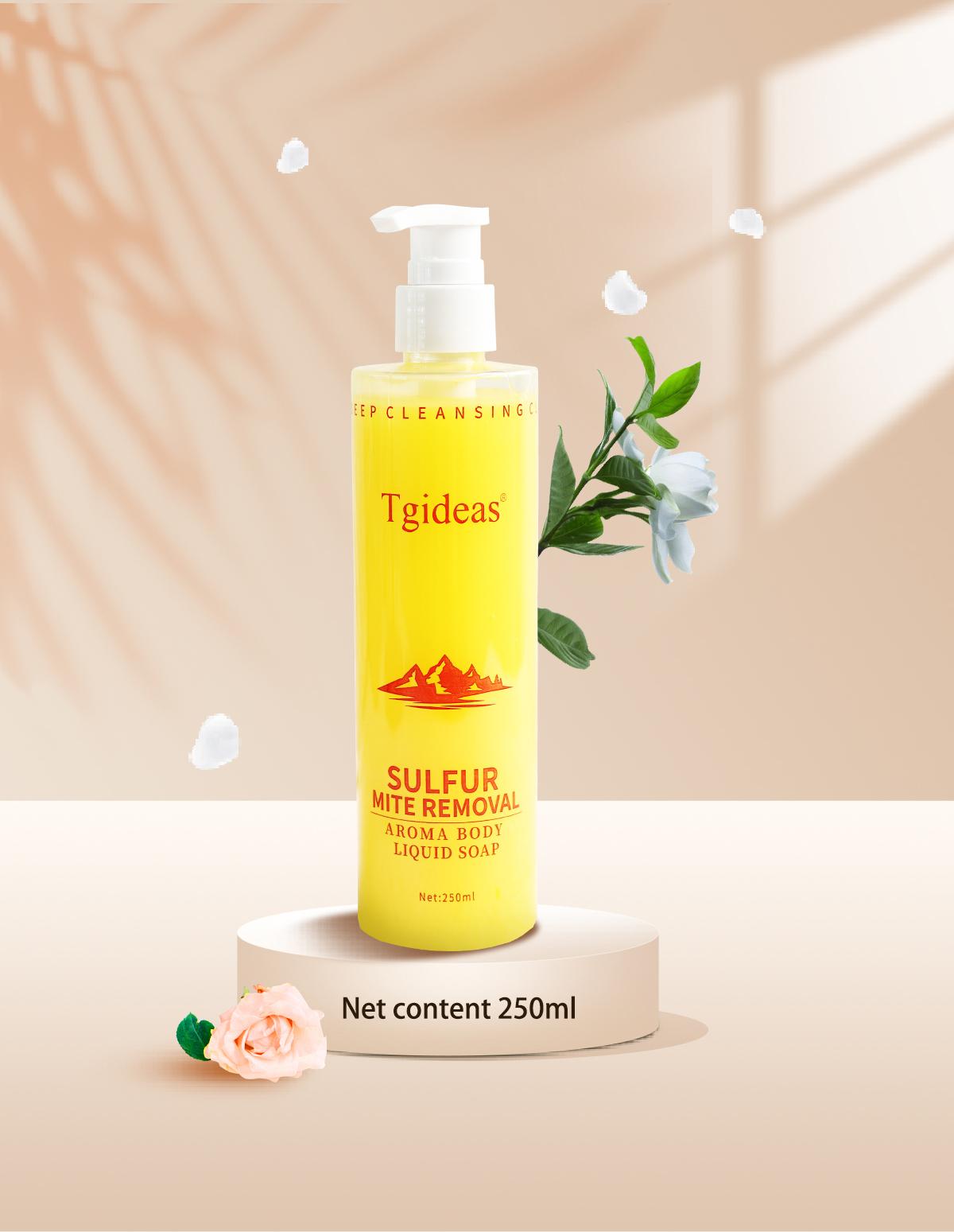 Buy 1-Get 1 Free!Tgideas All-in-One Sulfur Body Wash & Shampoo 250ml - Clear Skin, Gentle Formula, Organic Ingredients, Anti-Acne, Mite Removal, Deep Cleansing for Men & Women Cleanser Scent