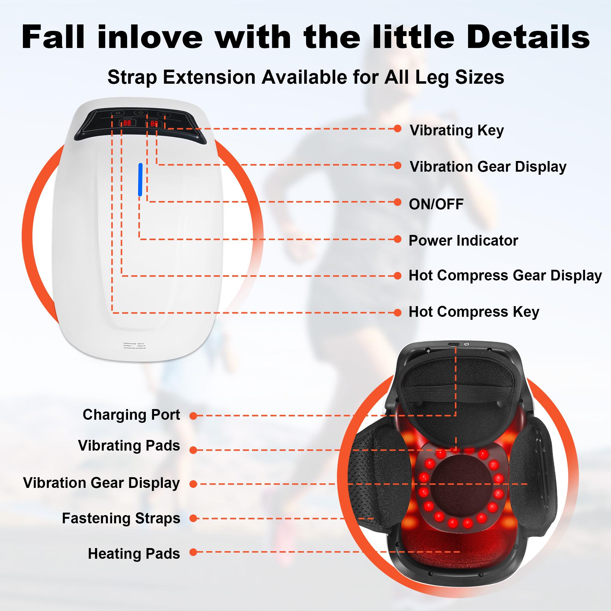 Heated Knee Brace Cordless Massager with Red Light Therapy & Vibration for Pain Relief & Arthritis Support Adjustable Gift USB Type-C Charging 3-in-1 Therapy Soothing Heat Powerful Vibration Red Light Therapy Heated Knee Brace Cordless Massager with Red Light Therapy & Vibration for Pain Relief & Arthritis Support Adjustable Gift USB Type-C Charging 3-in-1 Therapy Soothing Heat Powerful Vibration Red Light Therapy