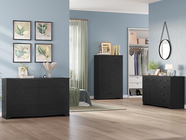 Hasuit 55.6 Inch Tall 7 Drawers Dresser Large Chest of Drawers with Modern Wooden Vertical Storage Clothes Closet Organizer