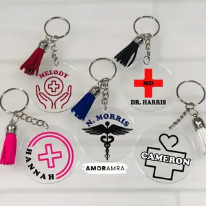 Personalized Doctor Keychain, MD Medical Keychain, Physician Gift, Medical Student Gift, DO Doctor Medical Staff Gift, Caduceus Keychain