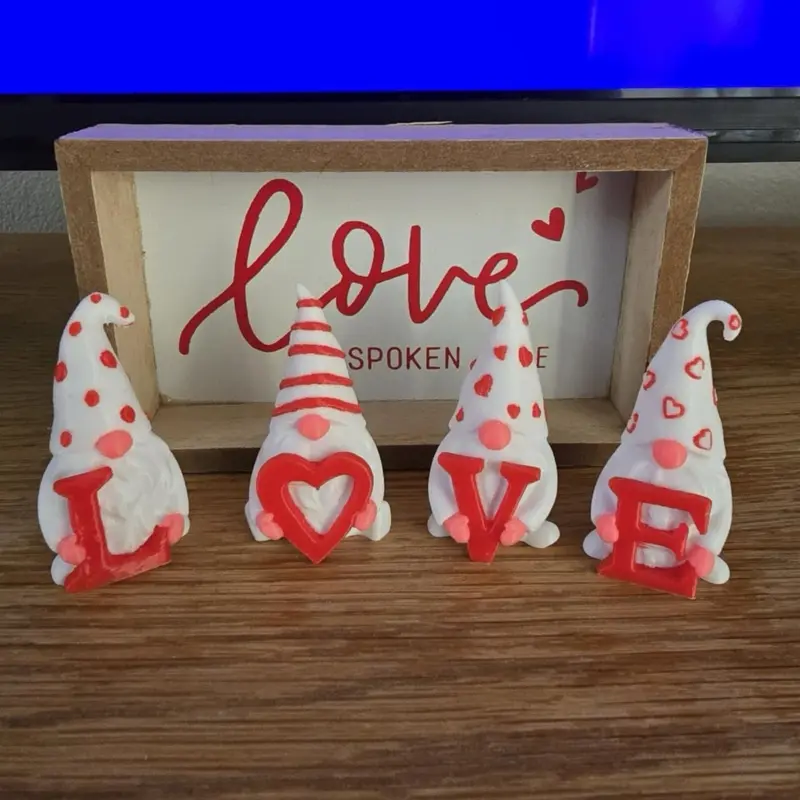 Valentines Shelf Gnome Set of 4 Adorable Heart and Love Decorations for Valentine's Day Home Decor