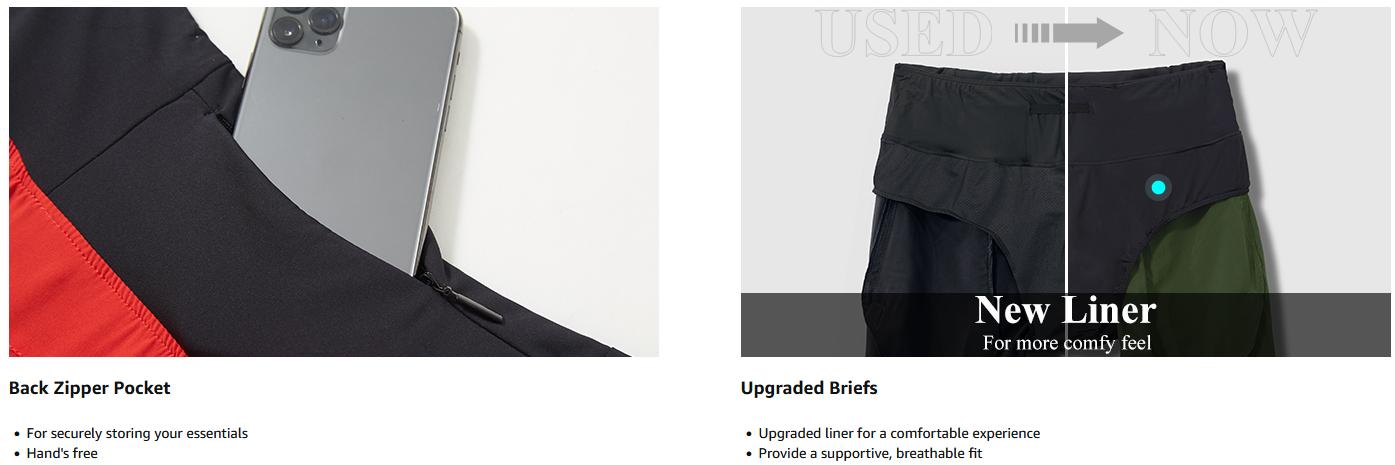 baleaf Womens' 7" Long Running Athletic Shorts Back Zipper Pocket Bottom Workout Gym Shorts with Liner Running Lounge Womenswear